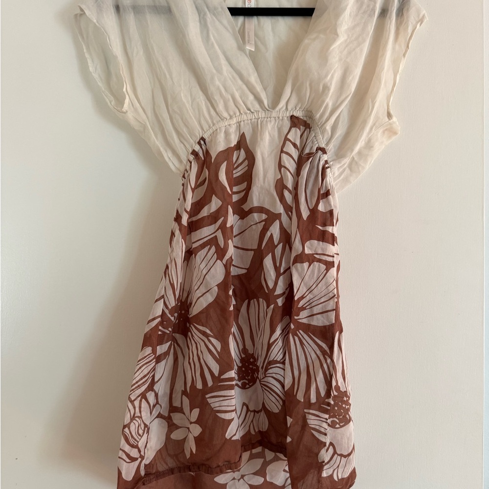 Renee C. Cream and Brown Dress